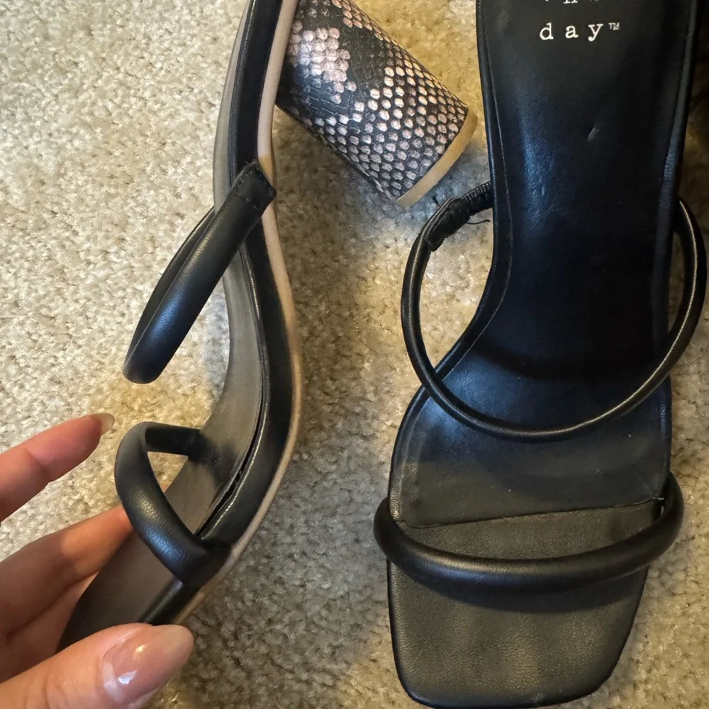 a new day Black and Tan Snake Print Heels - Picture 3 of 5